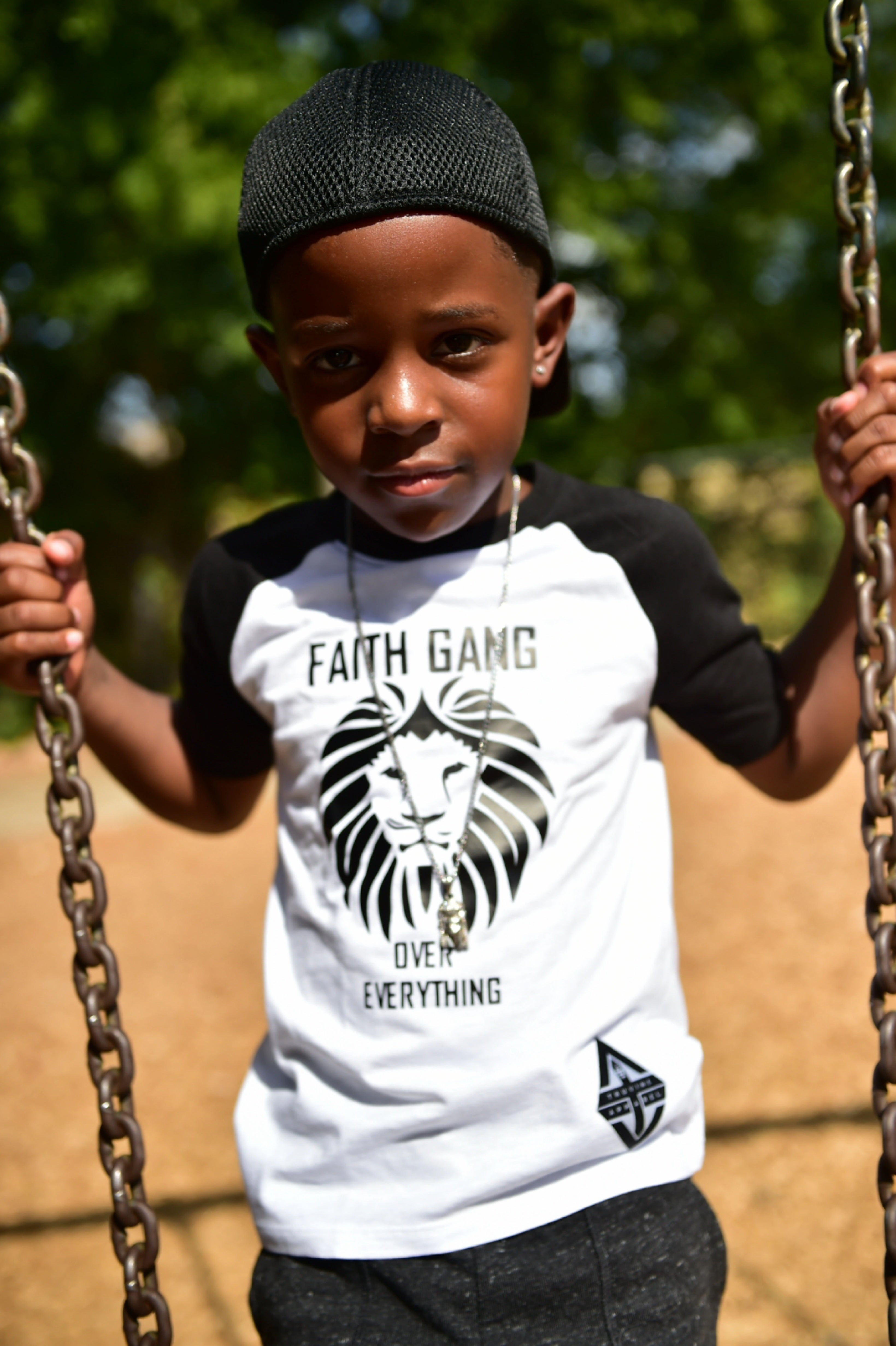 Faith Gang Over Everything Youth Short Sleeve Raglan Jersey (White/Black)